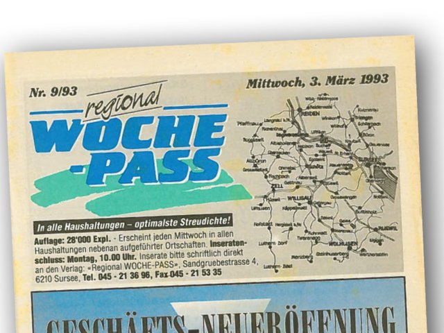Woche-Pass 1993 Wechsel auf Zeitungsrotation | © Woche-Pass AG